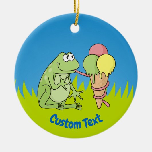Frosch mit Icecream Keramik Ornament (Vorne)