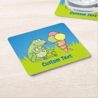 Frosch mit Icecream Square Paper Untersetzer