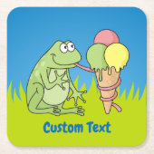 Frosch mit Icecream Square Paper Untersetzer (Vorderseite)