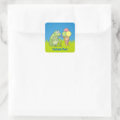 Frosch mit Icecream Square Sticker (Tasche)
