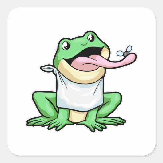 Frosch mit Käfer Quadratischer Aufkleber (Vorderseite)