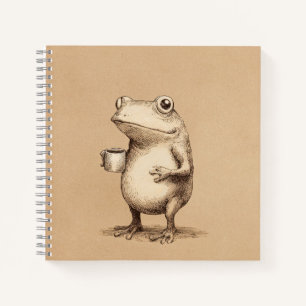 Frosch mit Kaffee – Whimsical Vintage Tier Notizblock
