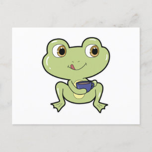 Frosch mit Kaffeetasse Postkarte