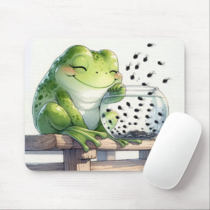 Frosch mit Kaulquappen in Fischschüssel Mousepad