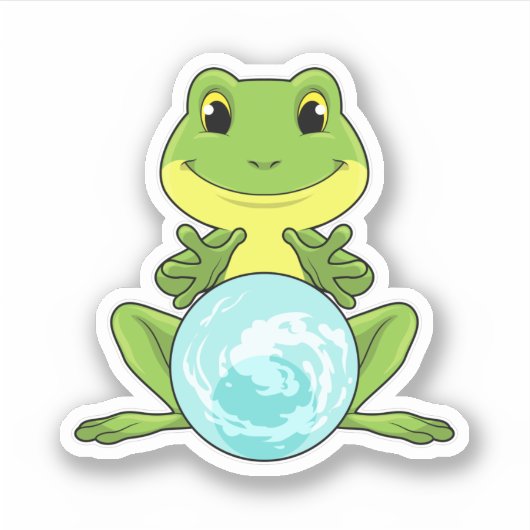Frosch mit Kristallkugel Aufkleber (Vorderseite)