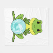 Frosch mit Kristallkugel Fleecedecke (Vorderseite (Horizontal))