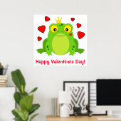 Frosch mit Krone und Herz: Glücklicher Valentinsta Poster (Heimbüro)
