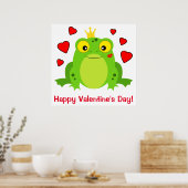 Frosch mit Krone und Herz: Glücklicher Valentinsta Poster (Küche)