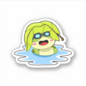 Frosch mit Leaf beim Schwimmen Aufkleber (Vorderseite)