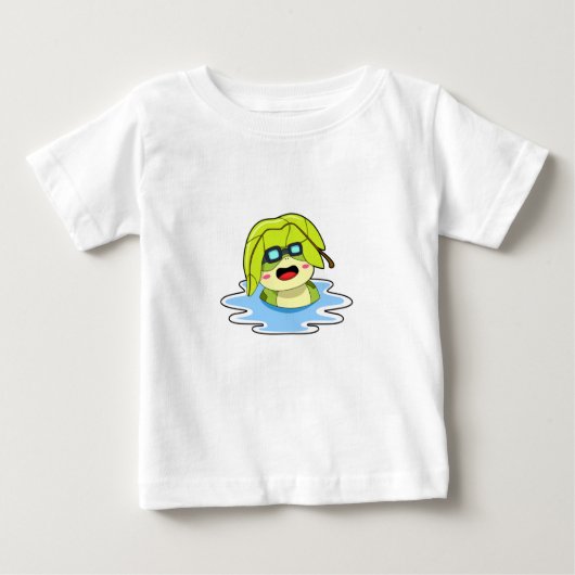 Frosch mit Leaf beim Schwimmen Baby T-shirt (Vorderseite)