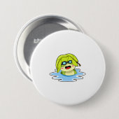 Frosch mit Leaf beim Schwimmen Button (Vorne & Hinten)