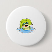 Frosch mit Leaf beim Schwimmen Button (Vorderseite)