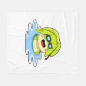 Frosch mit Leaf beim Schwimmen Fleecedecke (Vorderseite (Horizontal))