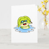 Frosch mit Leaf beim Schwimmen Karte (Gelbe Blume)