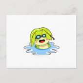 Frosch mit Leaf beim Schwimmen Postkarte (Vorderseite)
