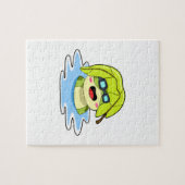 Frosch mit Leaf beim Schwimmen Puzzle (Horizontal)