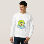 Frosch mit Leaf beim Schwimmen Sweatshirt (Vorne ganz)