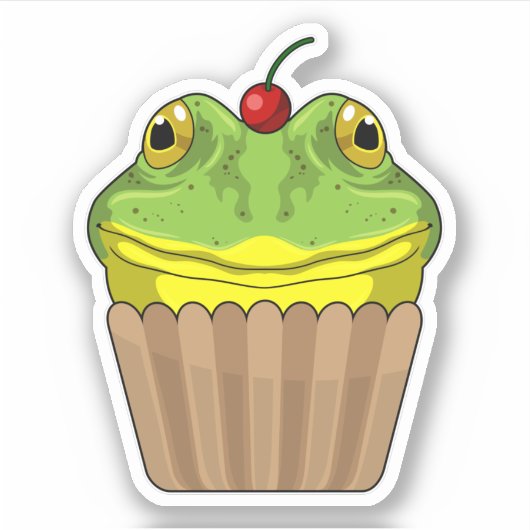 Frosch mit Muffin Aufkleber (Vorderseite)