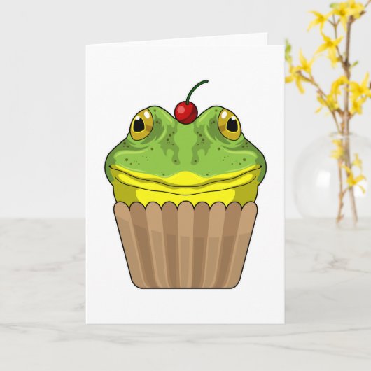 Frosch mit Muffin Karte (Gelbe Blume)