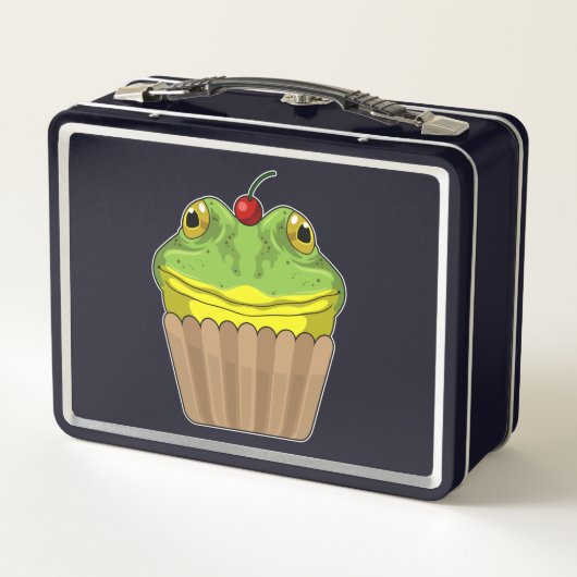 Frosch mit Muffin Metall Brotdose (Rückseite)