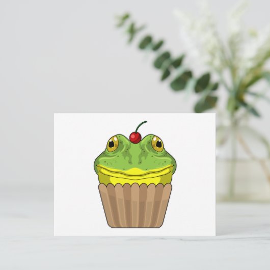 Frosch mit Muffin Postkarte (Stehend Vorderseite)