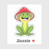 Frosch mit Pilz Aufkleber (Blatt)