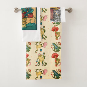 Frosch mit Pilz Cotattcore-Design Badhandtuch Set