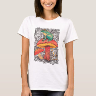 Frosch mit Pilz im Cottagecore-Stil Design T-Shirt
