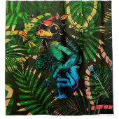 Frosch mit Pilzcotattcore Handgezeichneter Stil Duschvorhang (Vorderseite)