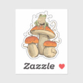 Frosch mit Pilzen Aufkleber (Blatt)