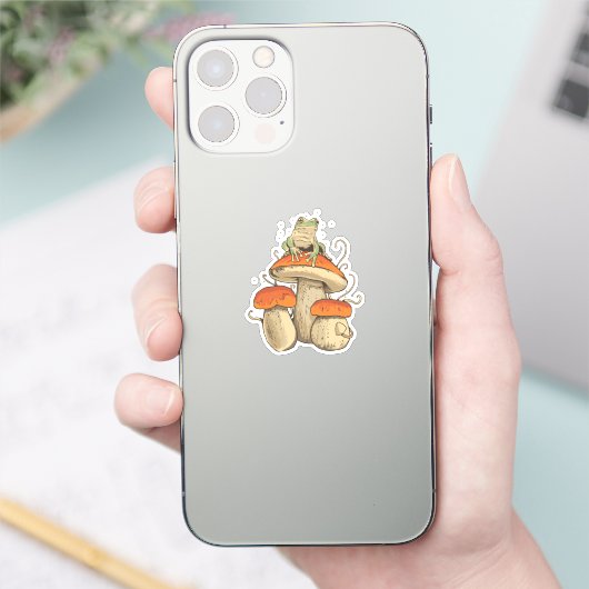 Frosch mit Pilzen Aufkleber (Telefon)