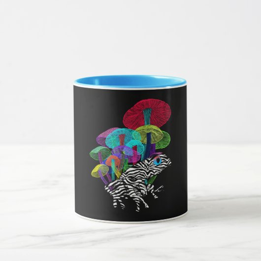 Frosch mit Pilzen im Neon Style Tasse (Zentrum)