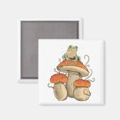Frosch mit Pilzen Magnet (Vorderseite/Rückseite)