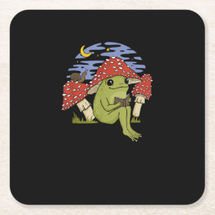 Frosch mit Pilzhut - Cottagecore Goblincore Bo Rechteckiger Pappuntersetzer