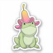 Frosch mit Plumeria Aufkleber (Vorderseite)