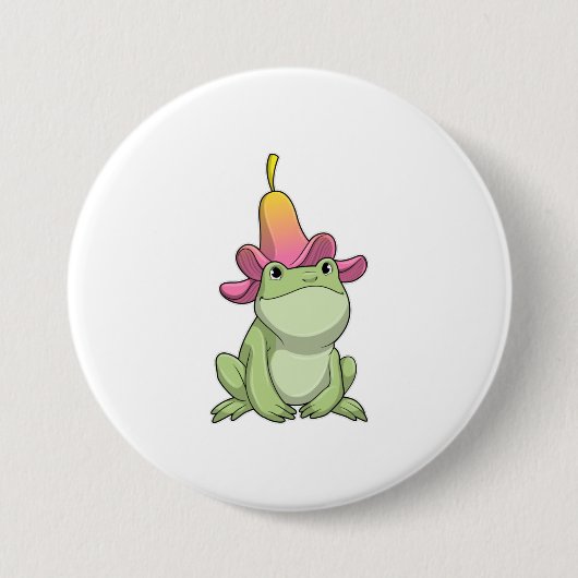 Frosch mit Plumeria Button (Vorderseite)
