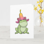 Frosch mit Plumeria Karte (Gelbe Blume)