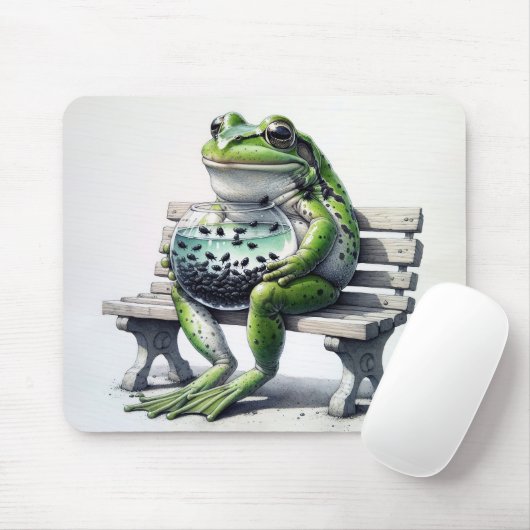 Frosch mit Polywogen in Fischschüssel Mousepad (Mit Mouse)