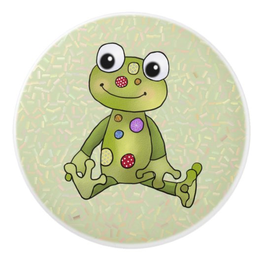 Frosch mit Punkten Keramikknauf (Vorderseite)