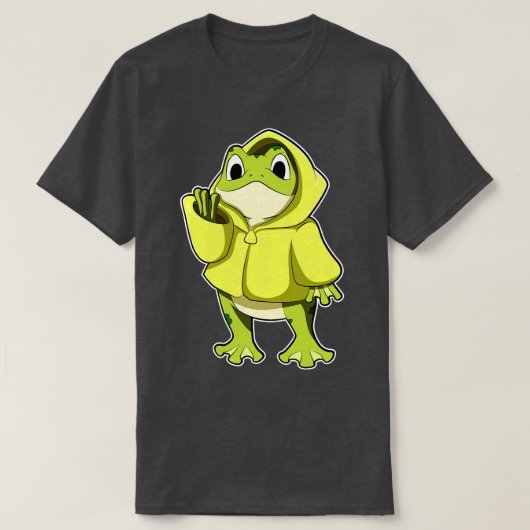 Frosch mit Regenmantel T-Shirt (Design vorne)