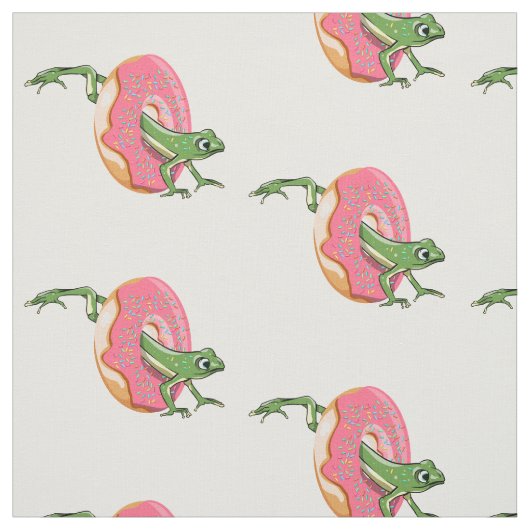 Frosch mit rosa Eistüte Stoff (Muster)