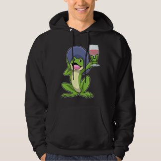 Frosch mit Rotweinglas und Ampersthut Hoodie