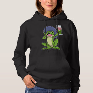 Frosch mit Rotweinglas und Ampersthut Hoodie