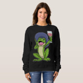 Frosch mit Rotweinglas und Ampersthut Sweatshirt (Vorne ganz)