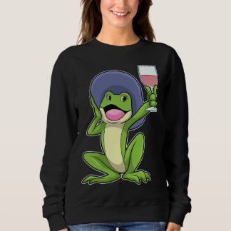 Frosch mit Rotweinglas und Ampersthut Sweatshirt