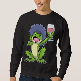 Frosch mit Rotweinglas und Ampersthut Sweatshirt