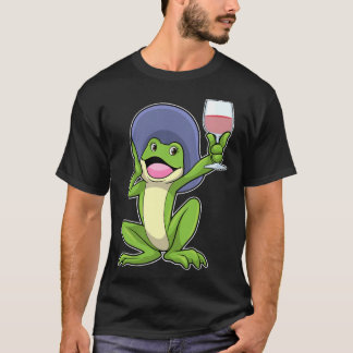 Frosch mit Rotweinglas und Ampersthut T-Shirt