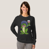 Frosch mit Rotweinglas und Ampersthut T-Shirt (Vorne ganz)