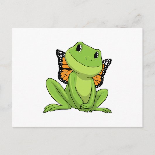 Frosch mit Schmetterling Postkarte (Vorderseite)