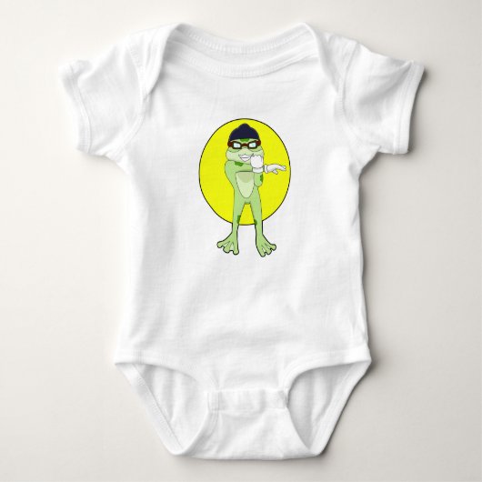 Frosch mit Schwimmbrille Baby Strampler (Vorderseite)